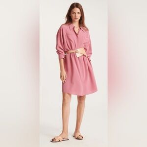 NEW DOROTHEE SCHUMACHER Fluid Volume Dress in Shaded Pink Tie Waist Size 2